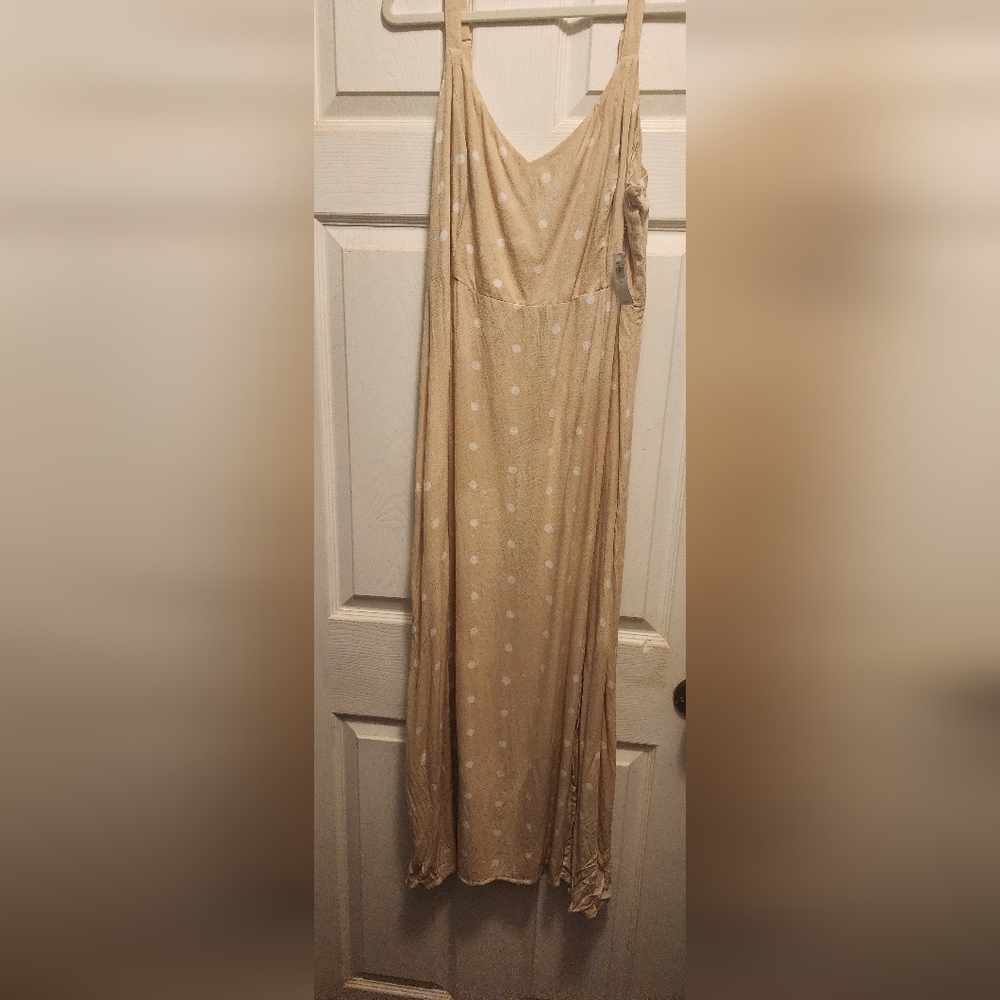 Old Navy Tan White Polka Dot Maxi Sundress size XL
